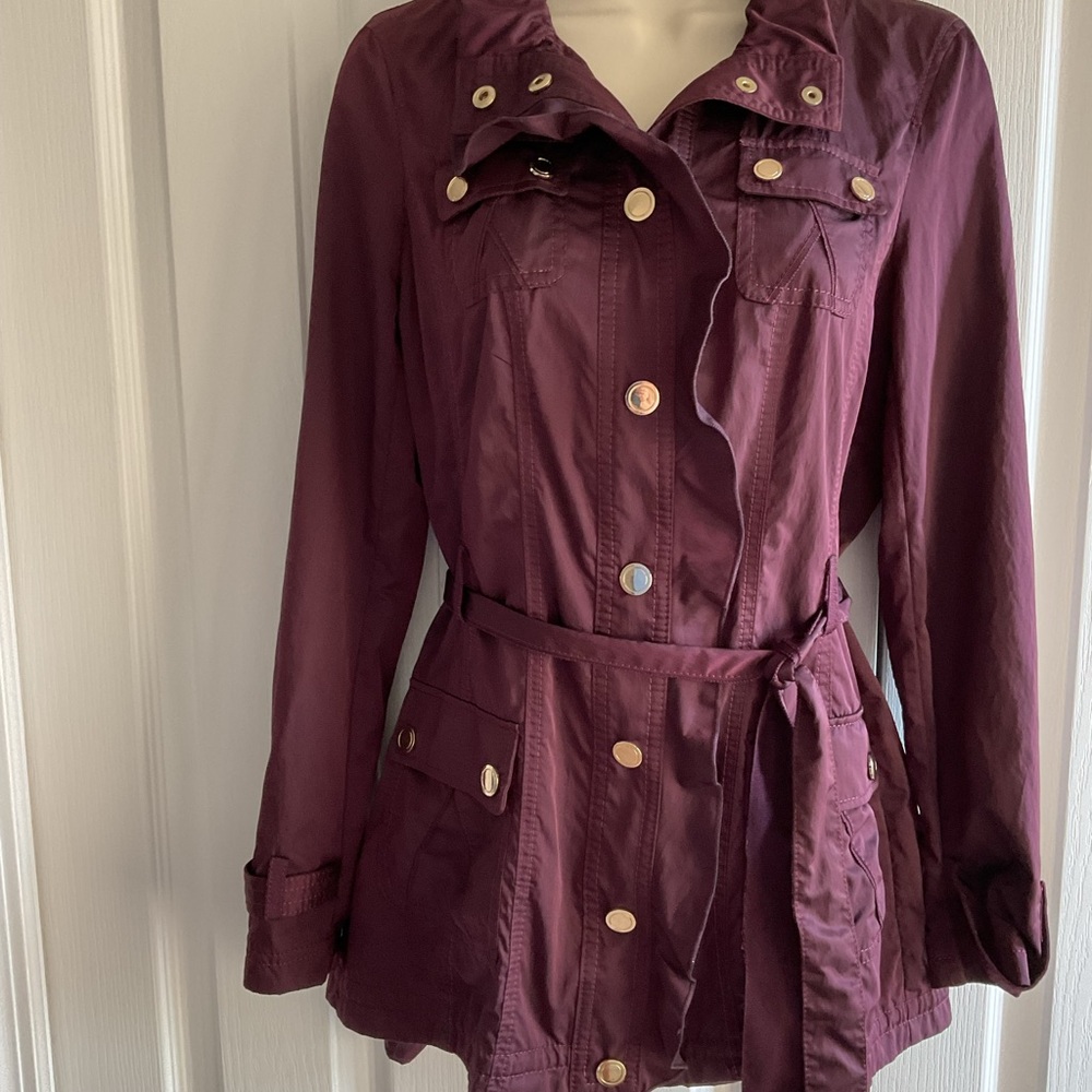 White House Black Market Burgundy Trench Coat